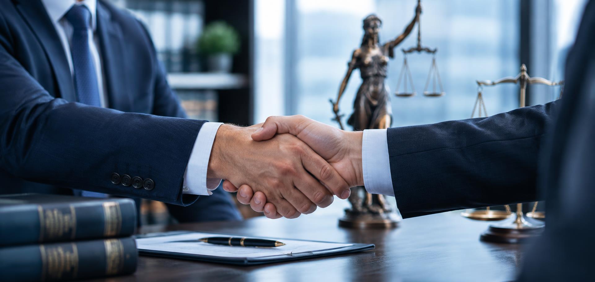 Lawyer shaking hands with a client
